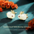 Green jade hare bracelet for women with electroplated finish and Chinese style animal design