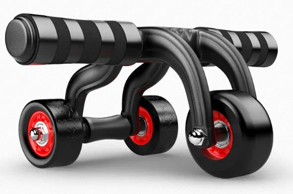 Three-wheel abdominal wheel with brake plate and foam handle for home fitness