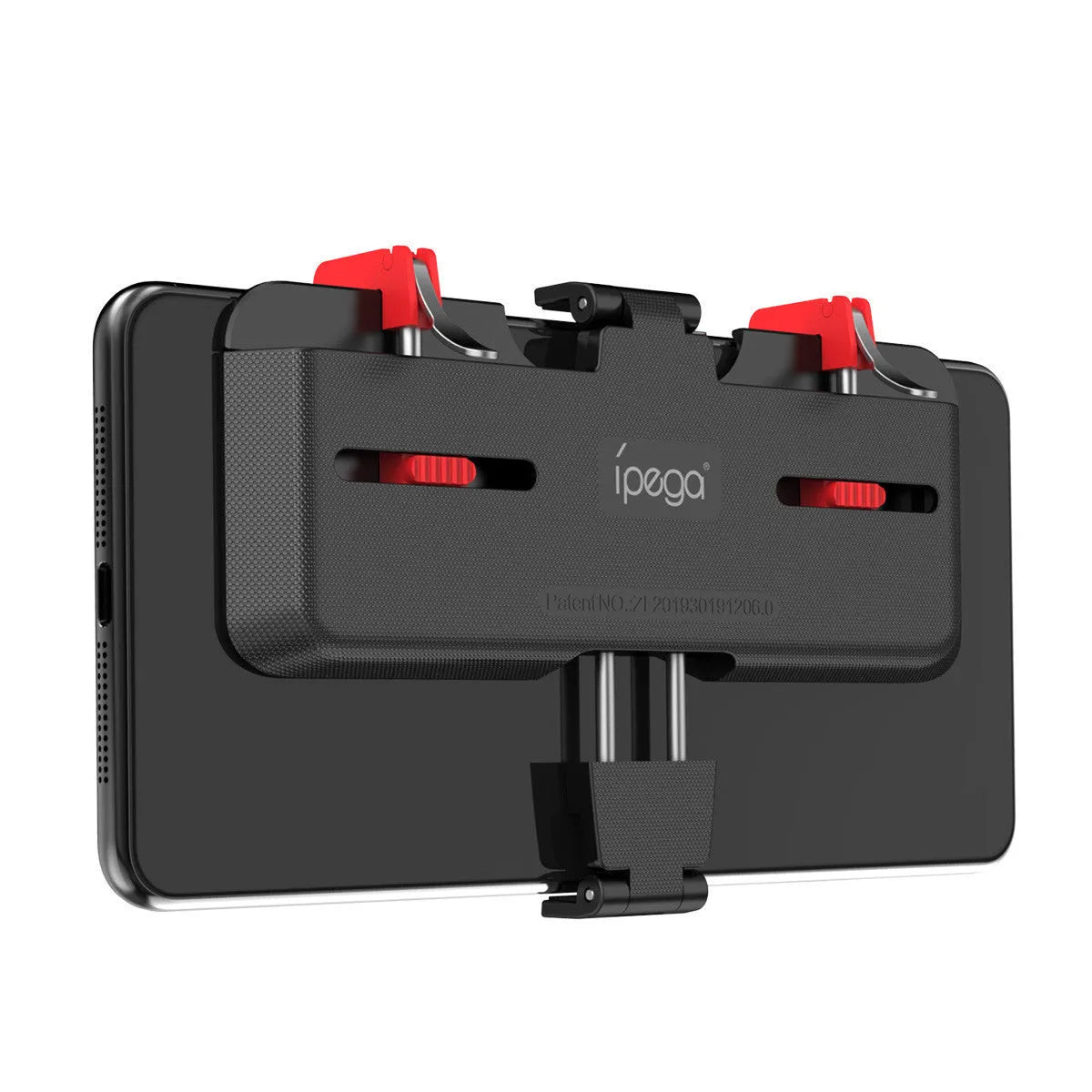 PG-9137 black mobile phone gaming trigger bracket with adjustable metal trigger and telescopic phone clip