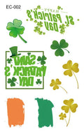 Children's temporary tattoo sticker with St. Patrick's Day clover and Irish flag cartoon design.