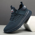 Men's breathable mesh casual sports shoes in Gray with round toe and ankle strap