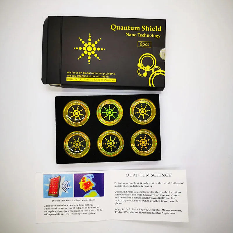 Anti-electromagnetic wave stickers for mobile phones in gold and silver colours