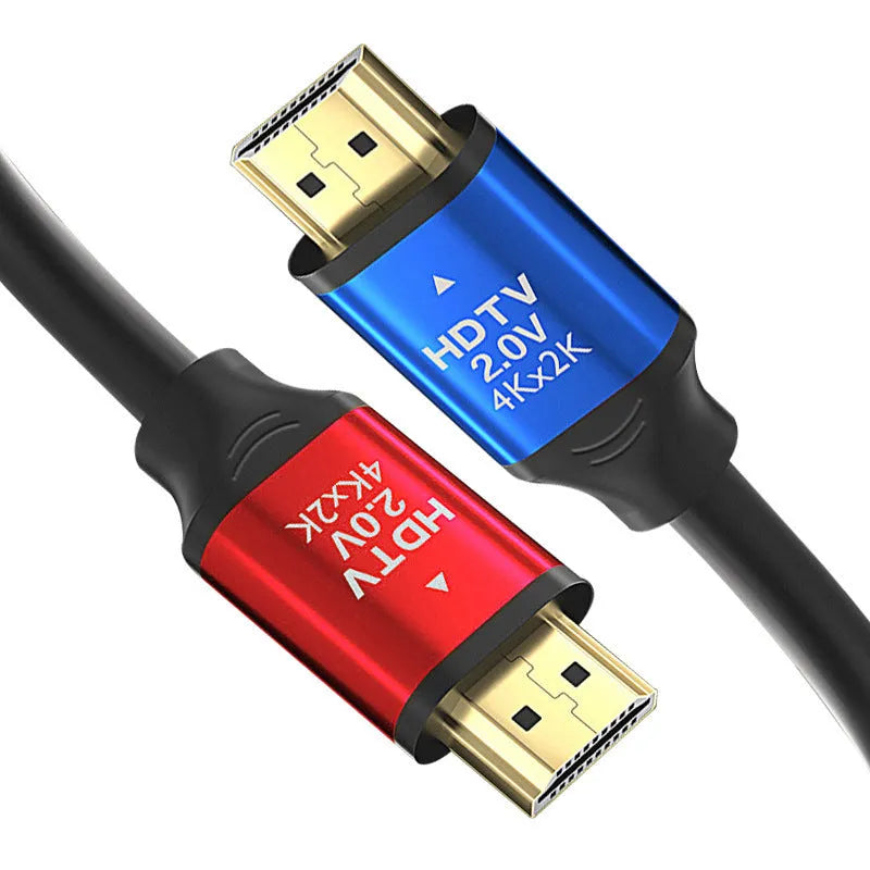 HDMI cable with aluminium alloy gold-plated connectors showing length options from 1.5m to 20m