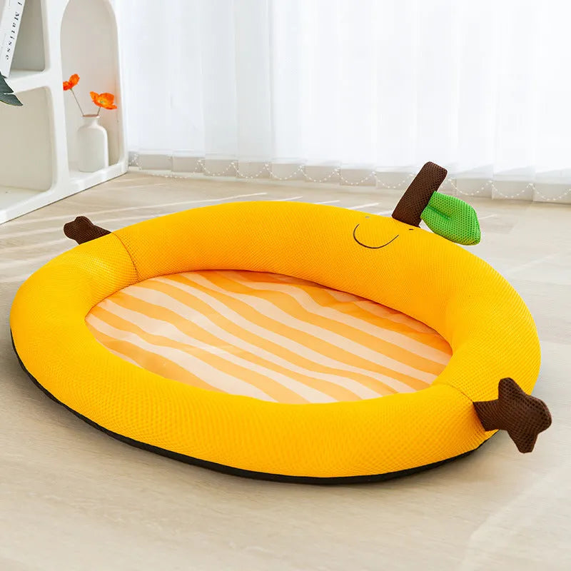 Green fruit-shaped pet cooling nest for dogs and cats