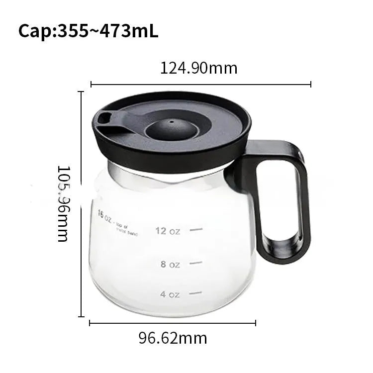 Transparent borosilicate glass stovetop coffee maker with grey silicone cover