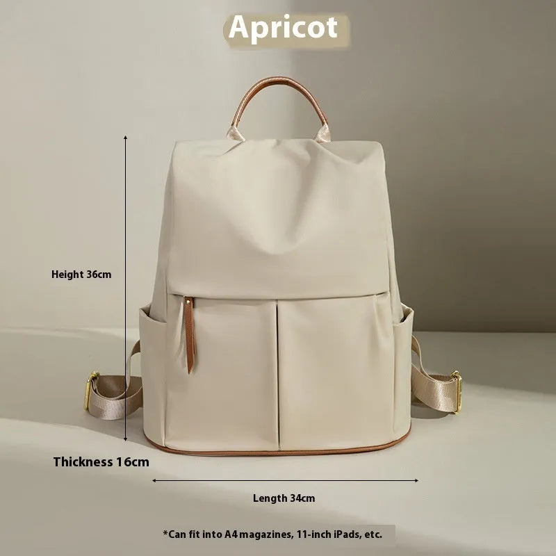 Fashion commuter contrast colour travel backpack in khaki, large capacity nylon with multiple internal pockets