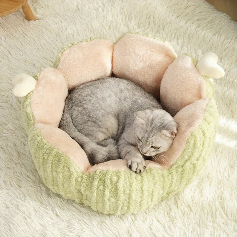 Purple cactus cat litter kennel with soft fabric and washable cushion for indoor use