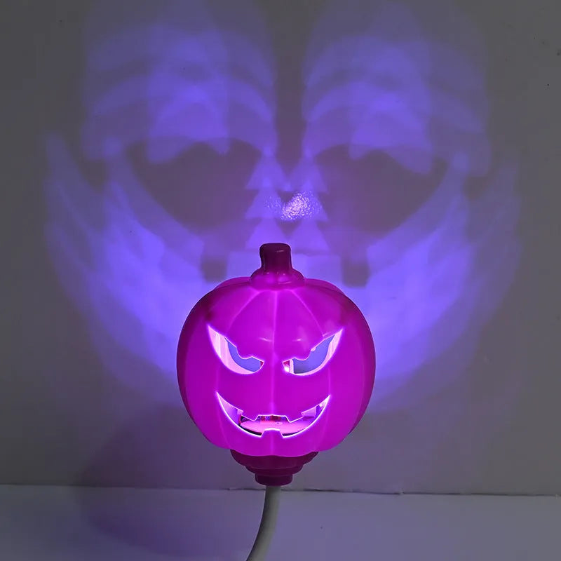 Pumpkin-shaped decorative lamp with USB cable for Halloween and autumn lighting in yellow or purple colours