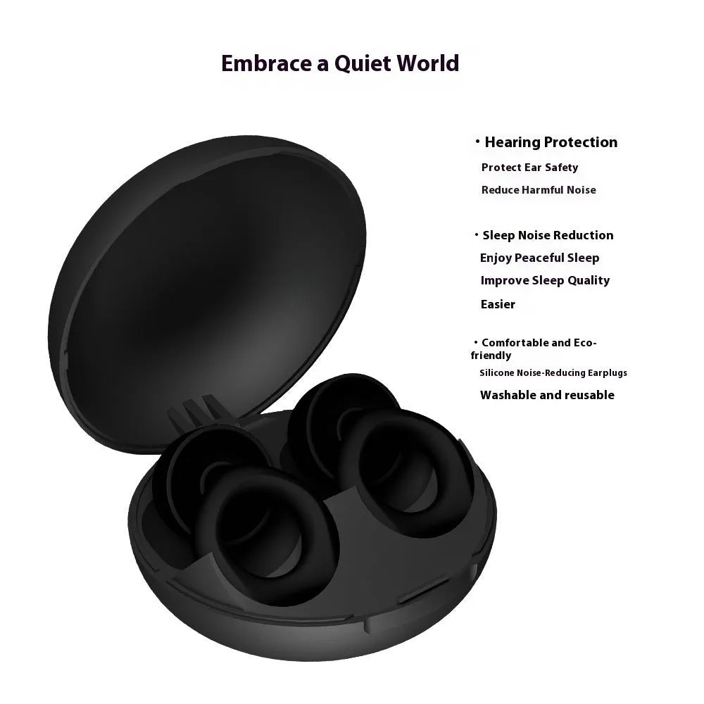 Super anti-noise silicone soundproof earplugs in black, blue, green, purple, and white colours