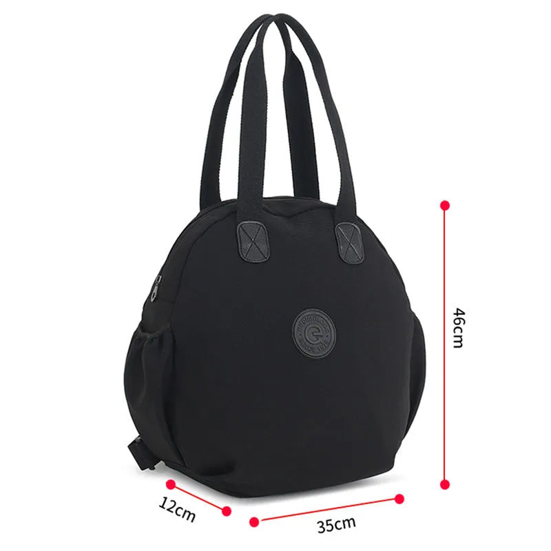 Black nylon large capacity multifunctional bag with backpack, shoulder, and handbag modes for women