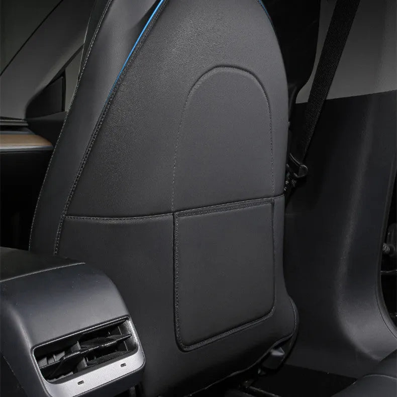 Black leather rear anti kick pad for car seat protection