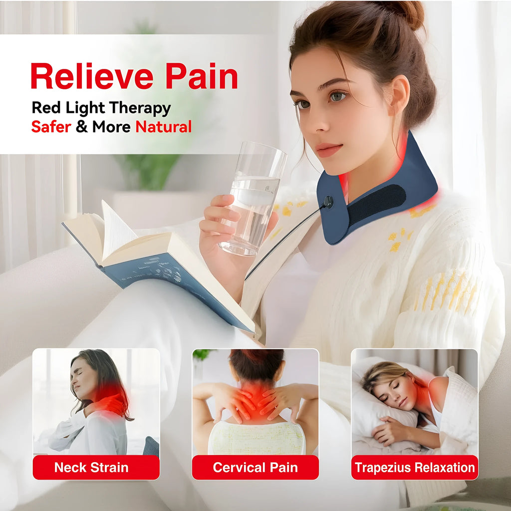 Red light therapy neck mask with ABS controller for cervical vertebra physiotherapy