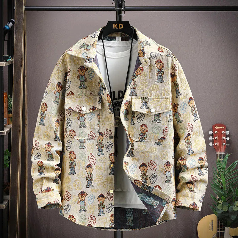 Casual lapel shirt coat in polyester available in black, blue, apricot, red, and violet.
