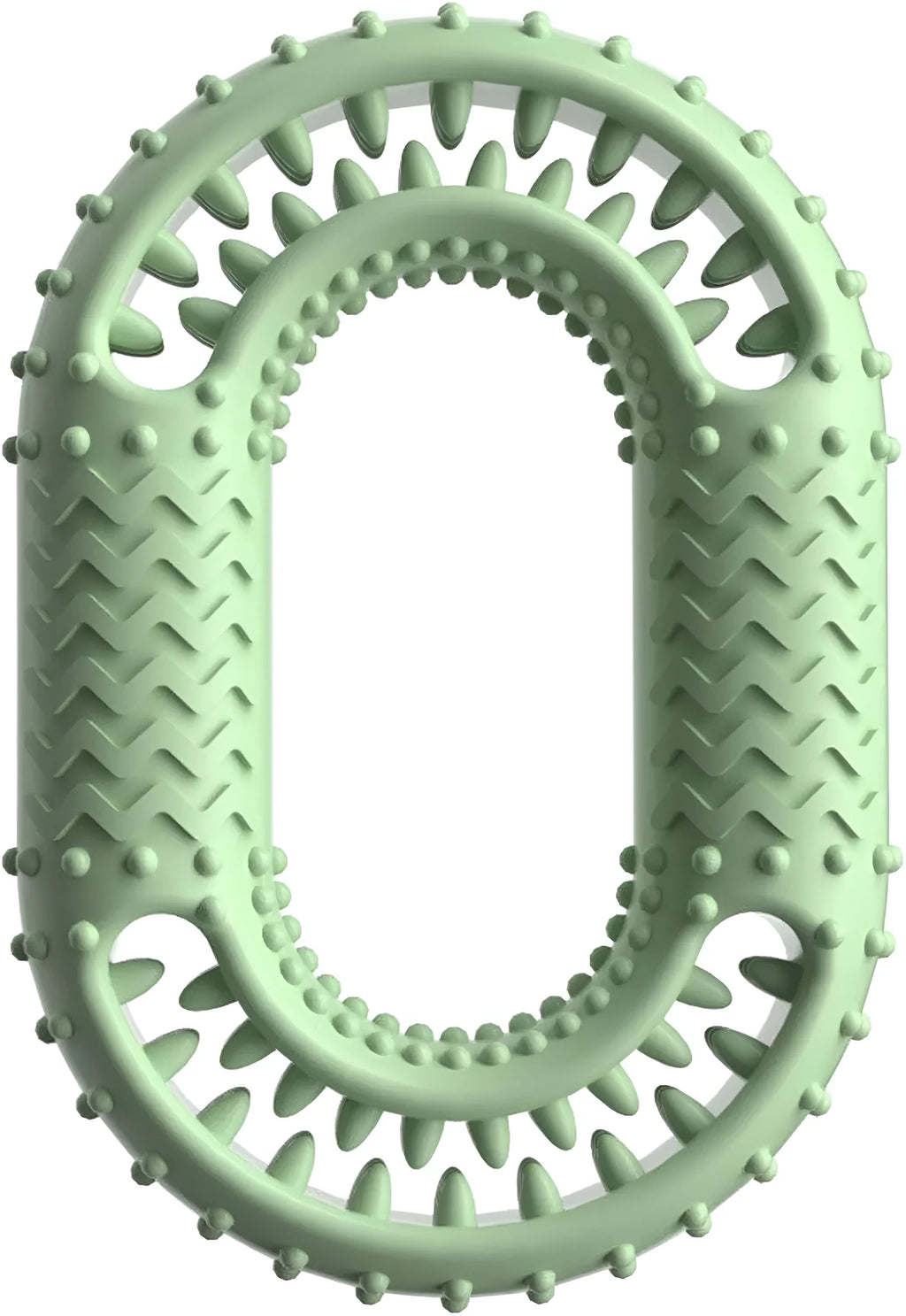 Blue O-ring shaped dog chew toy for aggressive chewers and dental care on a white background.