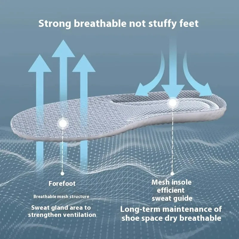 Grey, black, and orange cuttable breathable sports insoles made from PU foam.