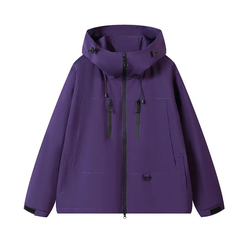 Dopamine three-proof outdoor couple's windbreaker in slim fit solid colour with zippered pocket, polyester lining, available in multiple colours