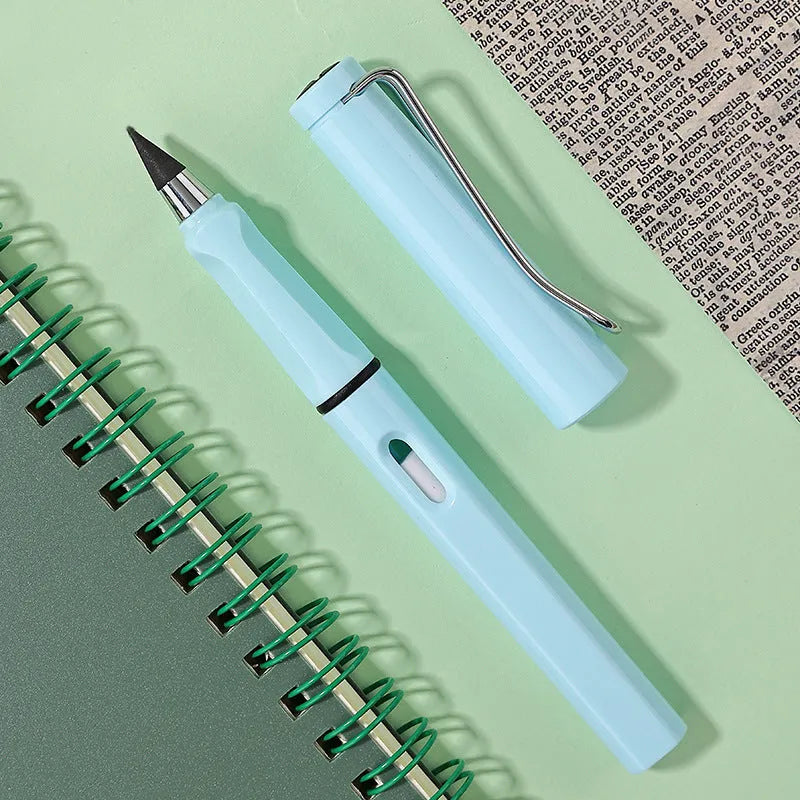 Inkless perpetual student pen with plastic shell and cartoon decoration in various lead colours