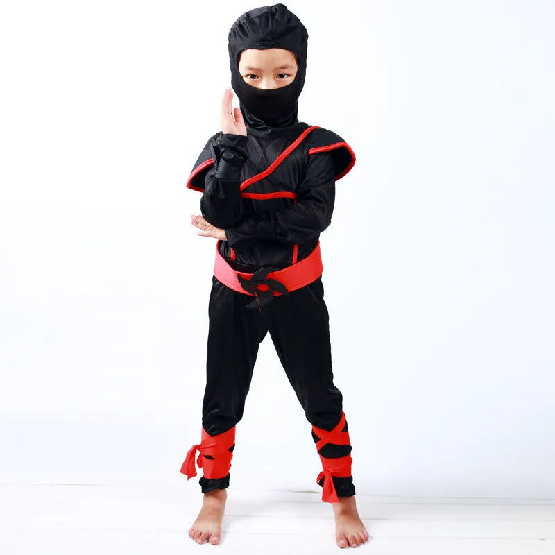Children's Halloween cosplay costume in cotton-polyester blend with size chart showing measurements