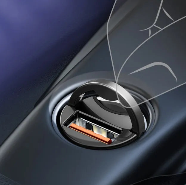 Baseus grey single port 30W PPS fast car charger with 1 metre USB cable