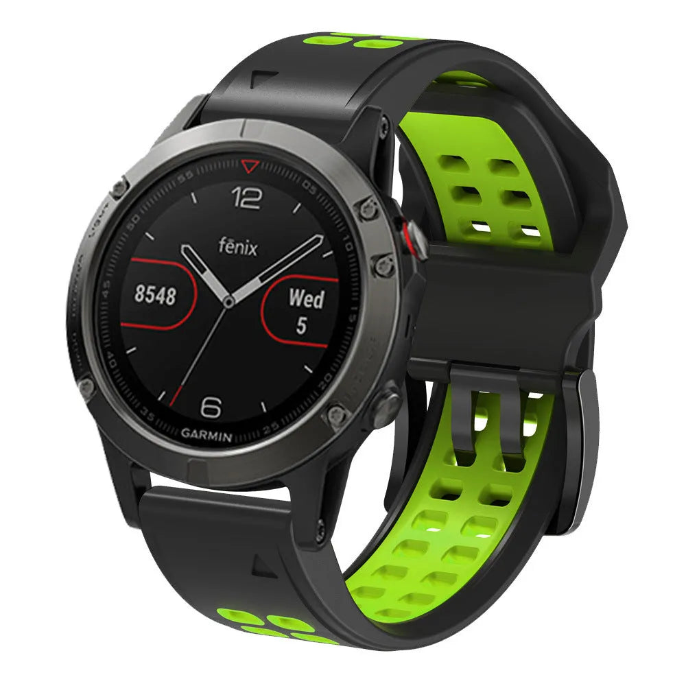 Quick-release two-colour silicone watch strap with pin buckle in sports style