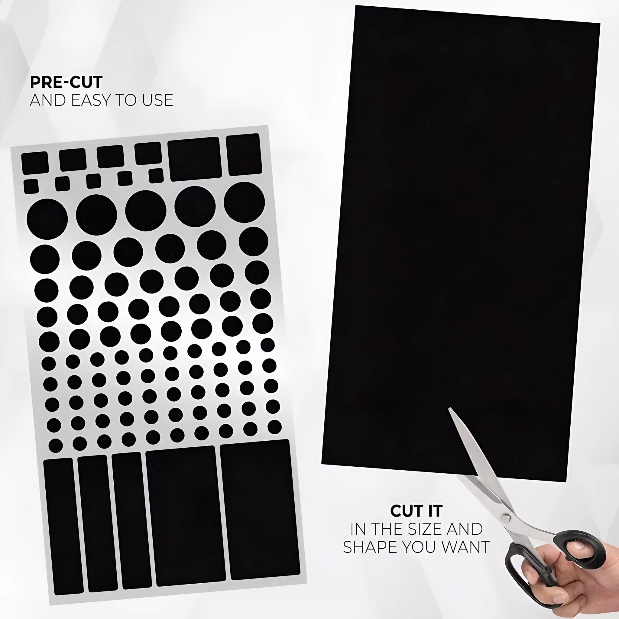 Pack of opaque black adhesive stickers for covering LED lights on air conditioning units and appliances.