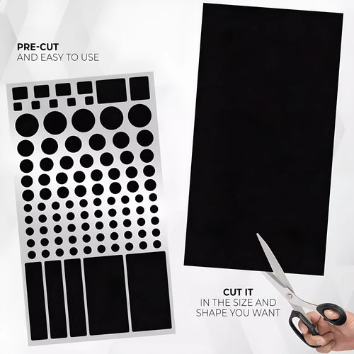 Pack of opaque black adhesive stickers for covering LED lights on air conditioning units and appliances.