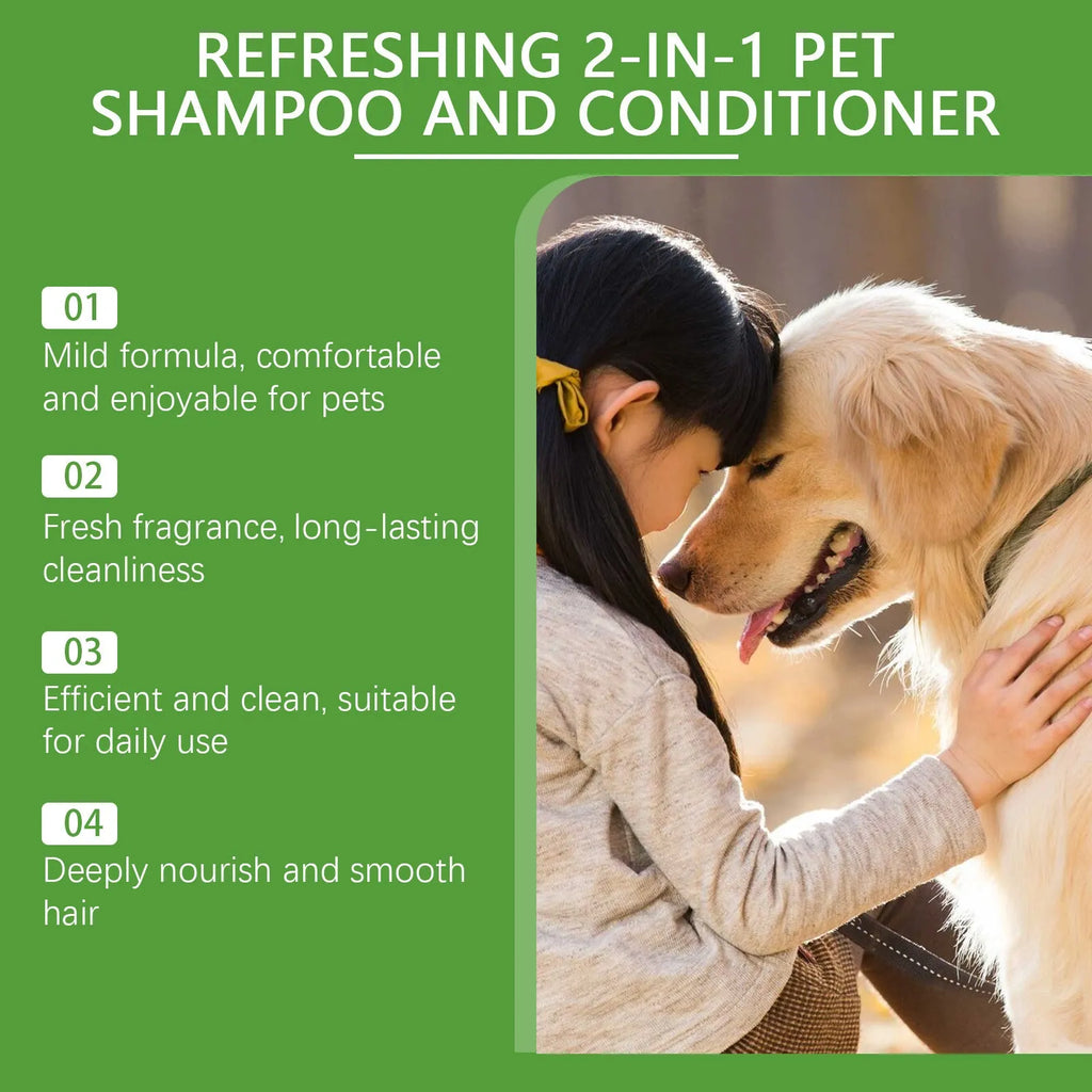 100ml bottle of 2-in-1 pet shampoo and fragrance shower gel with watermelon and coconut scent.