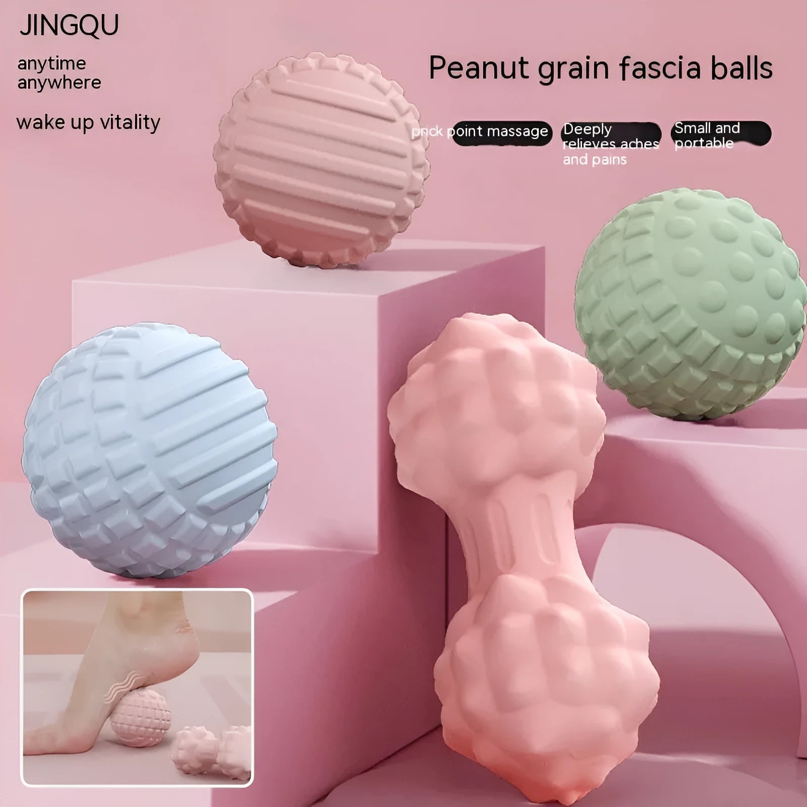 6cm TPR foot massage ball in pink, blue, green, or purple for fitness and health massage