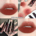 Lava Secret Matte Lip Mud Lipstick tube in shades orange brown coffee, cool grey, cinnamon coffee, jujube red, smoked purple.