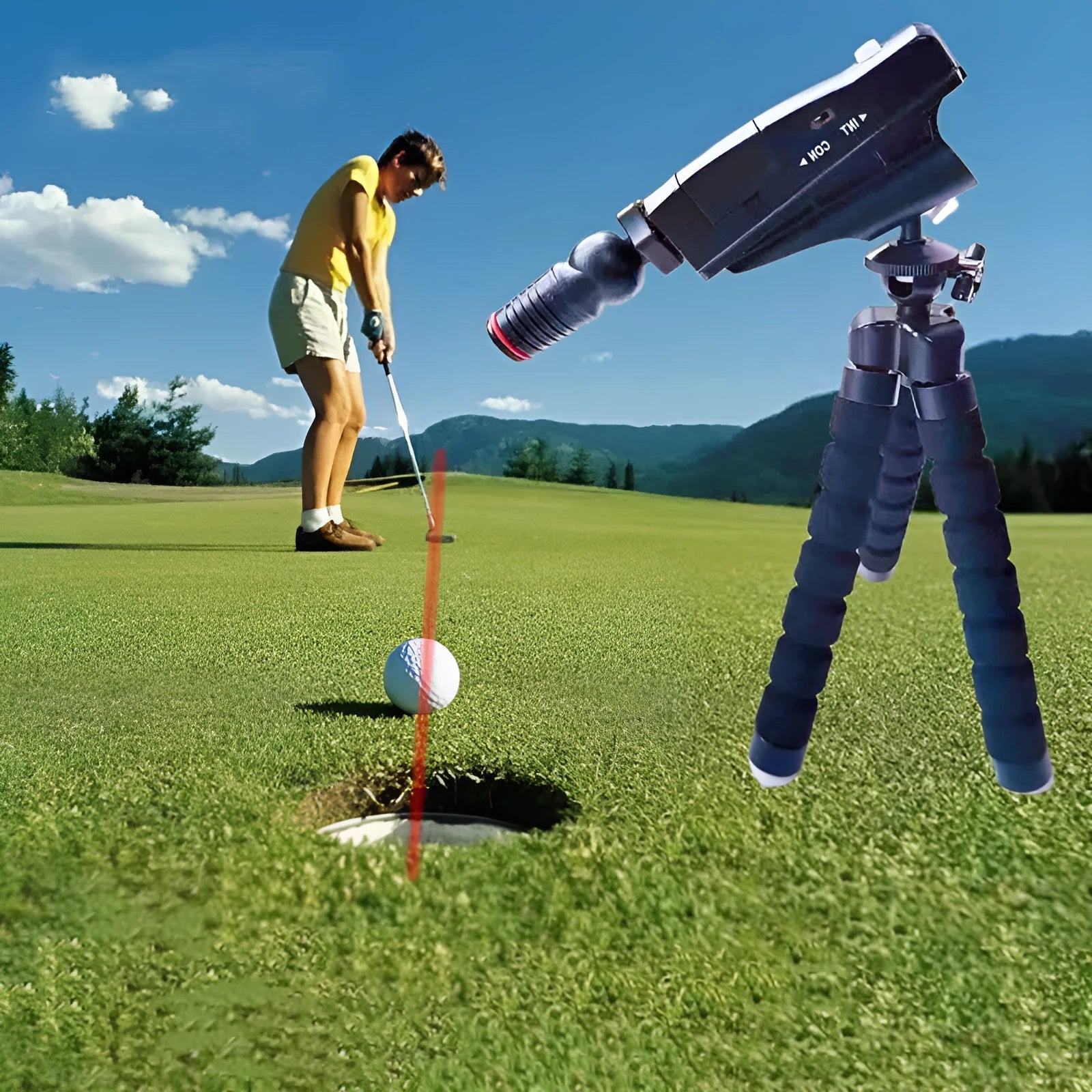 Golf putter laser aiming instrument with laser sight and optional tripod mount