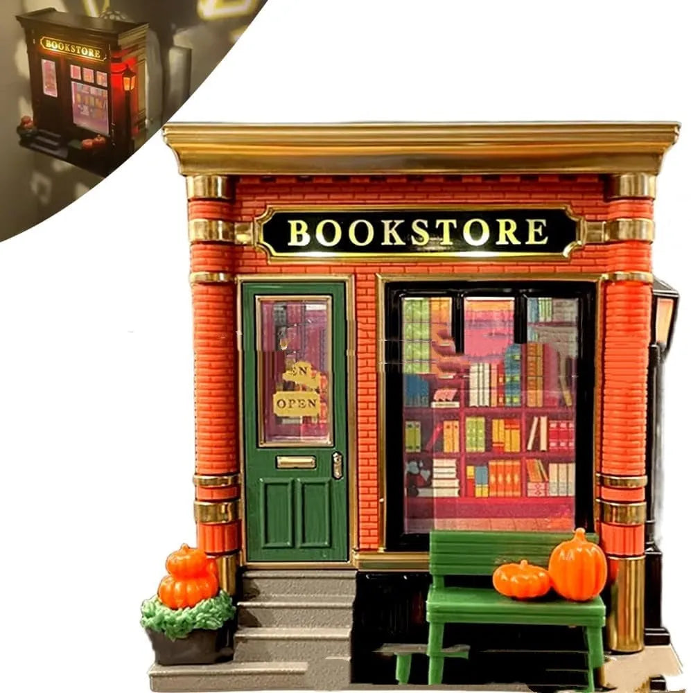 Cartoon house-shaped resin night lamp ornament with Christmas decorative lighting
