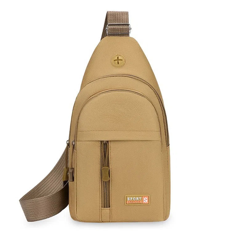 Canvas crossbody bag for men, lightweight waterproof with stitching detail, available in multiple colours