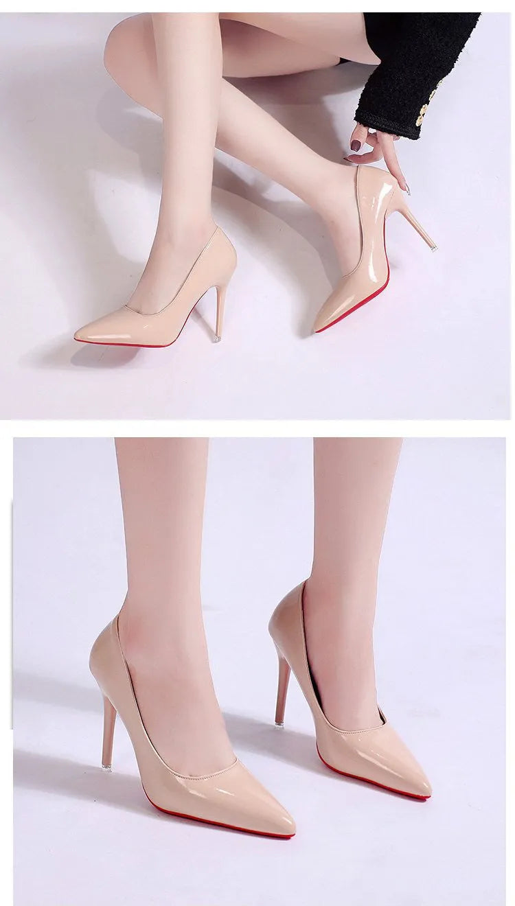 Women's solid colour stiletto heel pump with pointed toe in black