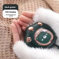 Compact USB digital display hand warmer in a choice of six colours, showing the heating pad and screen.