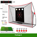 Golf swing wedge training net kit with three-hole target net and straw practice mat