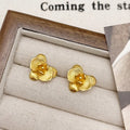 Copper flower earrings with electroplated gold or silver finish in retro style