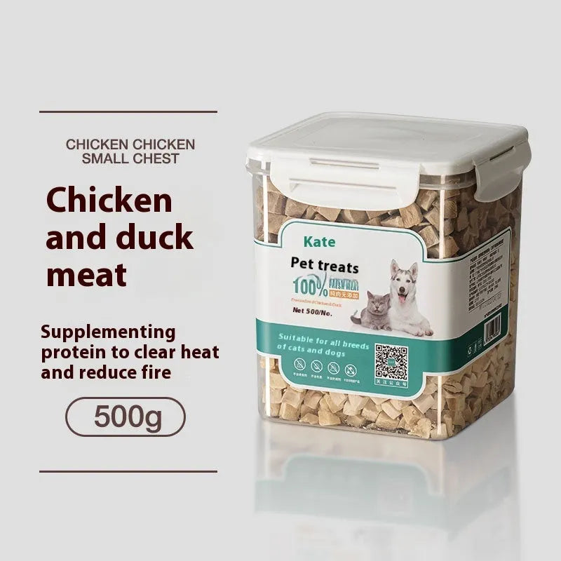 Freeze-dried chicken cat snacks 500g high-grade chicken nuggets without shreds in bagged or barrel packaging