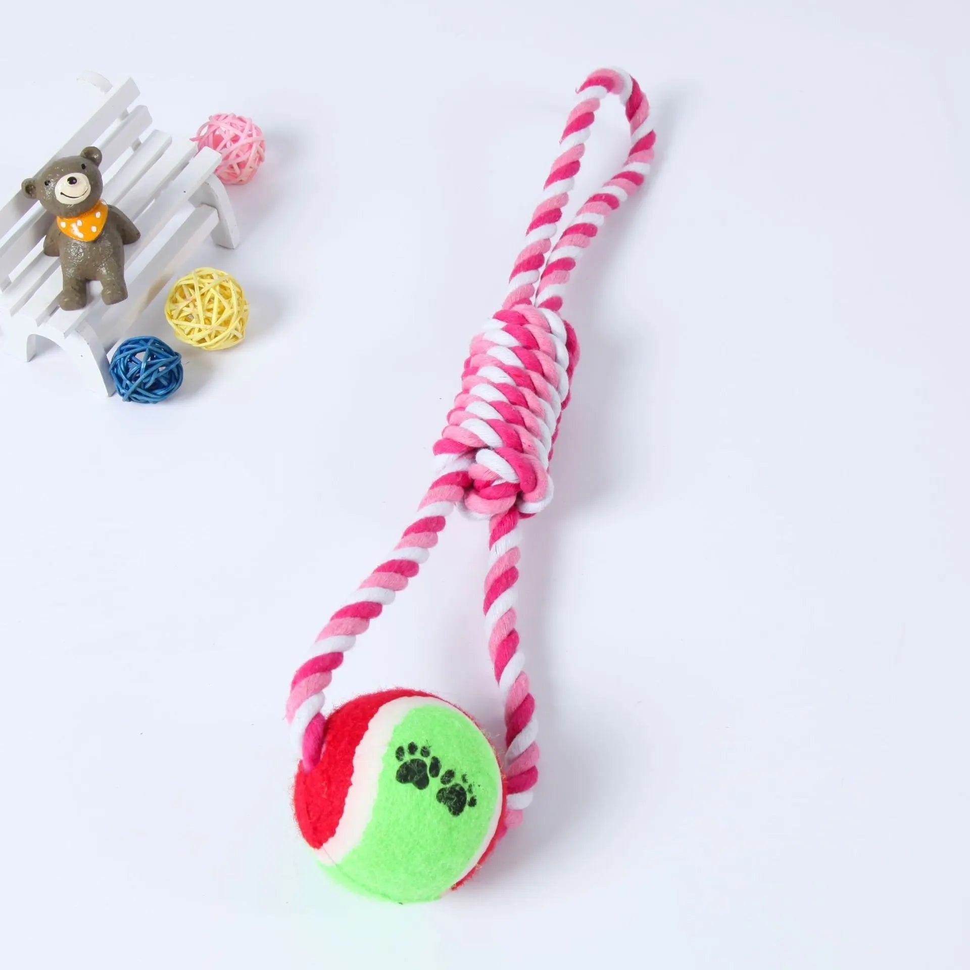 38cm red white and blue white striped cotton string dog toy for medium large breeds