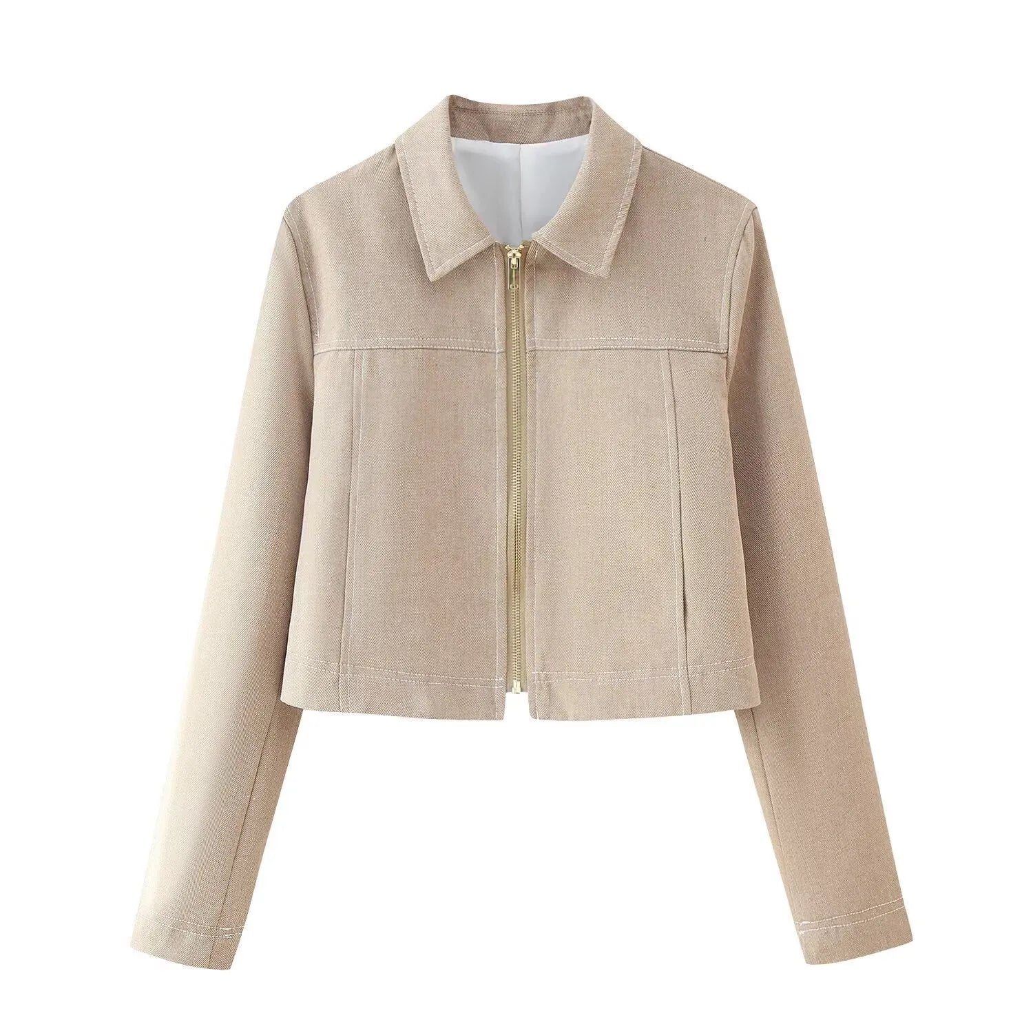 Women's herringbone pattern casual suit set with 3D textured jacket and straight-leg trousers