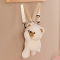 Cartoon bear lying plush doll crossbody bag in beige with airpillow strap