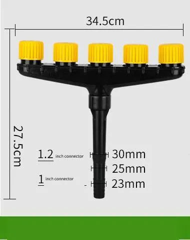 Multi-head porous spray header for watering vegetables, ABS plastic with clamp connection