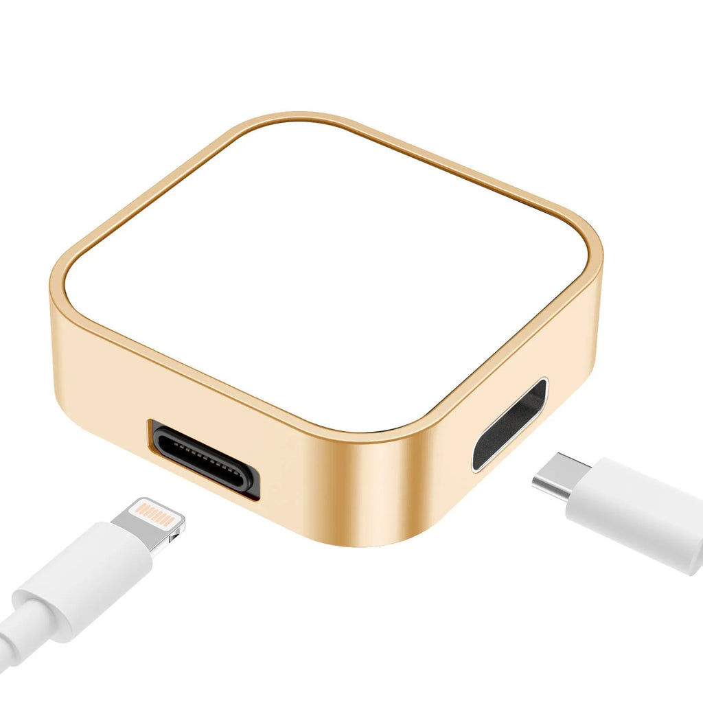 Dual interface magnetic watch wireless charger in silver with polycarbonate and aluminium alloy finish