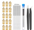 Brass MK8 nozzle and stainless steel cleaning pin for 3D printer maintenance