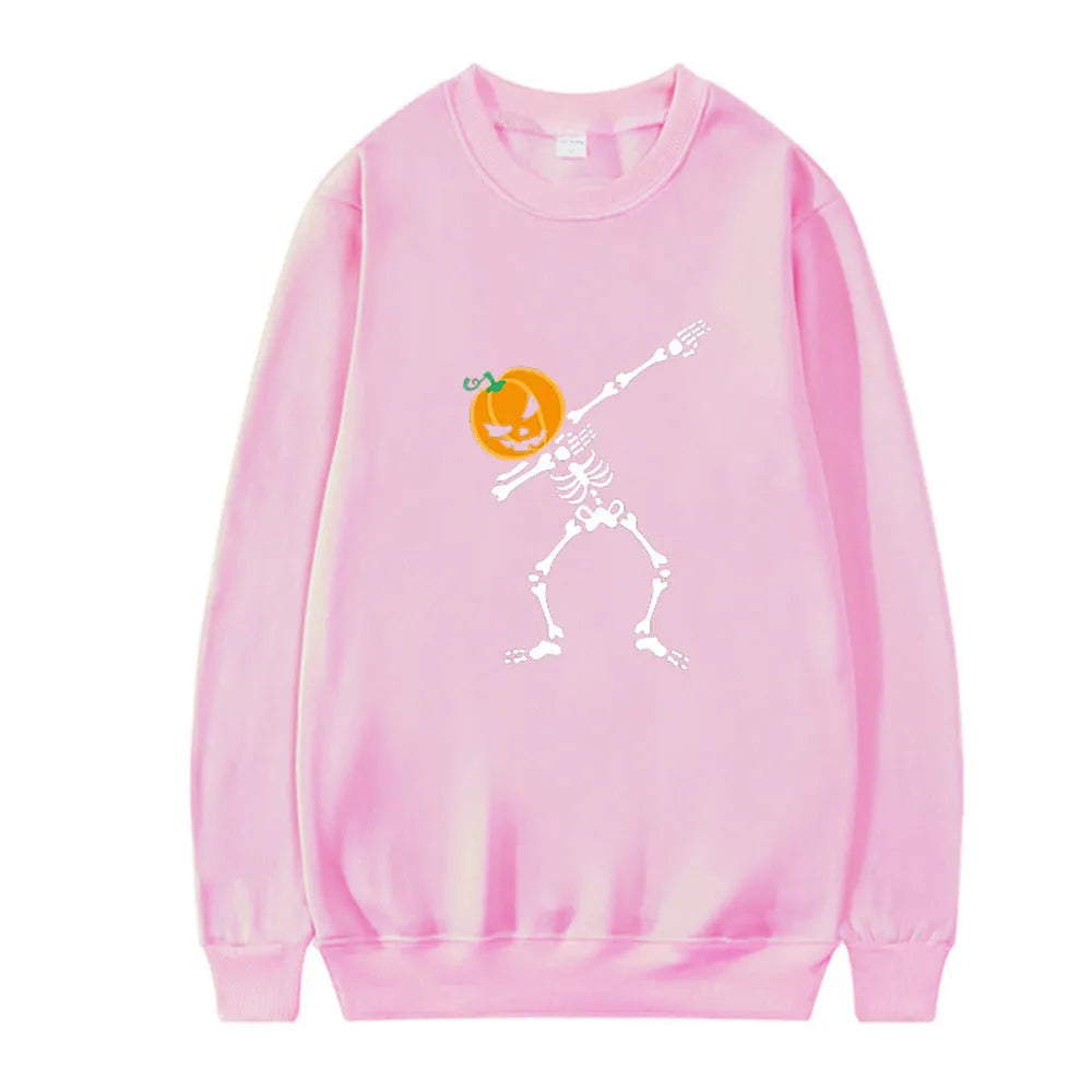 Women's printed crew neck leisure top with long sleeves in cotton polyester fabric