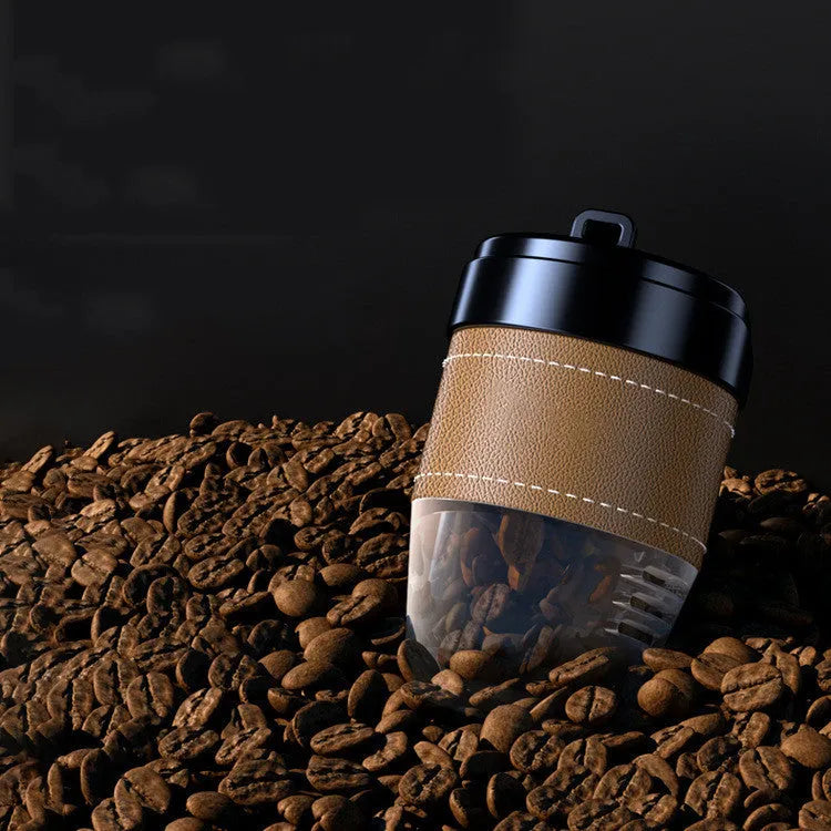 Coffee cup shaped car air freshener in plastic with solid coffee beans fragrance