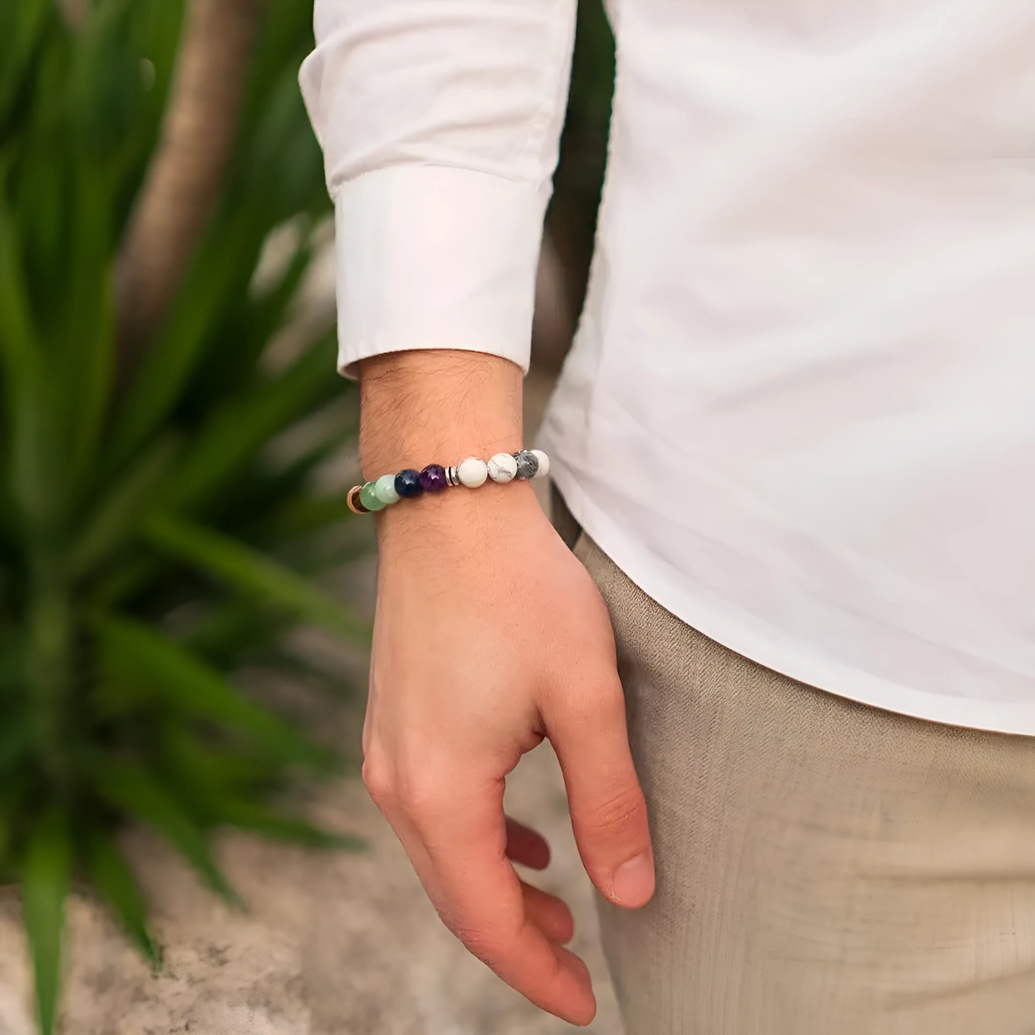 Women's flat knot braided healing bracelet with hand-woven geometric patterns
