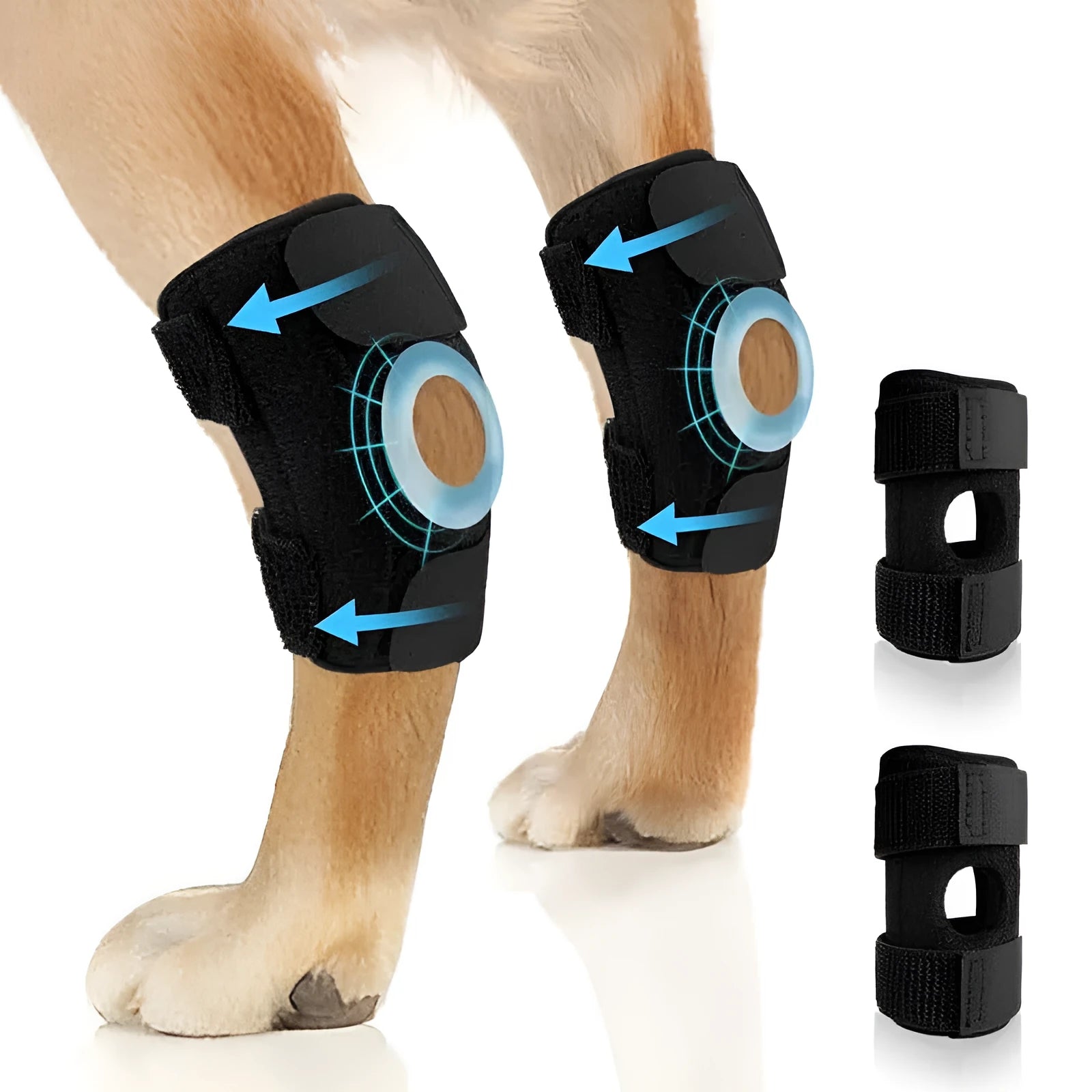 Black polyester pet leg guard for joint protection and ACL tear rehabilitation