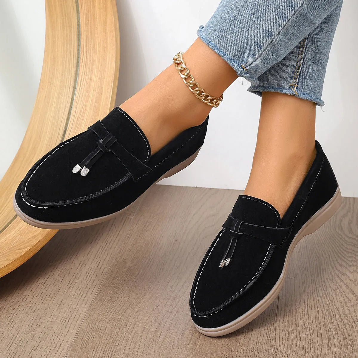 Men's apricot coloured canvas slip-on loafers with a platform rubber sole on a white background.