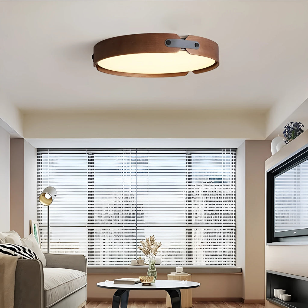 Japanese style wooden ceiling lamp with PMMA lampshade in 42cm and 56cm sizes