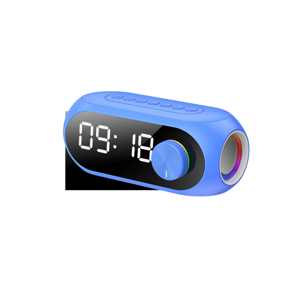 Extra bass portable mini clock speaker in black, white or blue with USB cable